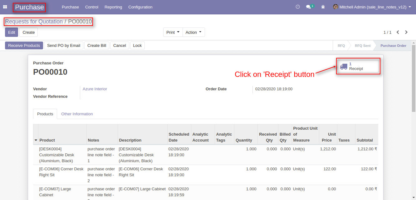 Purchase Line Notes | The Odoo Store