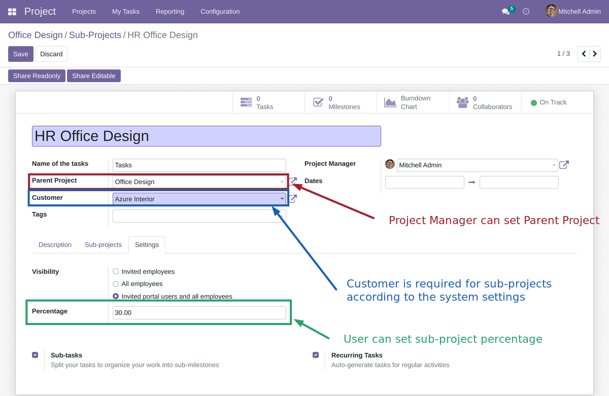 Project Hierarchy (Parent Projects and Child Projects) | The Odoo Store