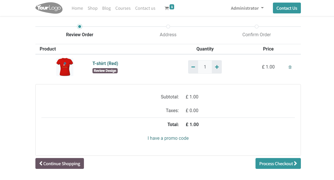 Shopping Cart Custom product preview