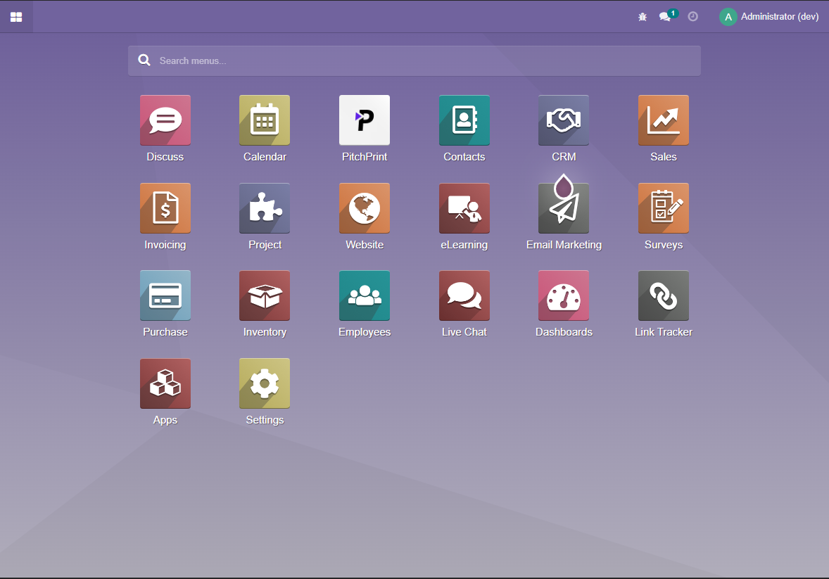 Odoo homescreen Odoo homescreen