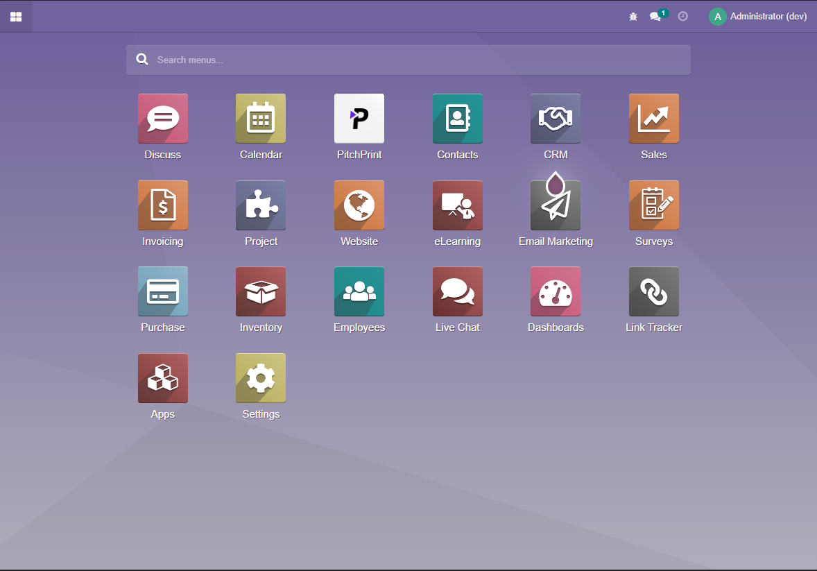 Odoo homescreen