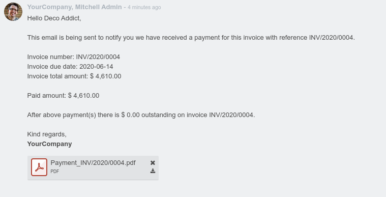 Invoice Payment received mail