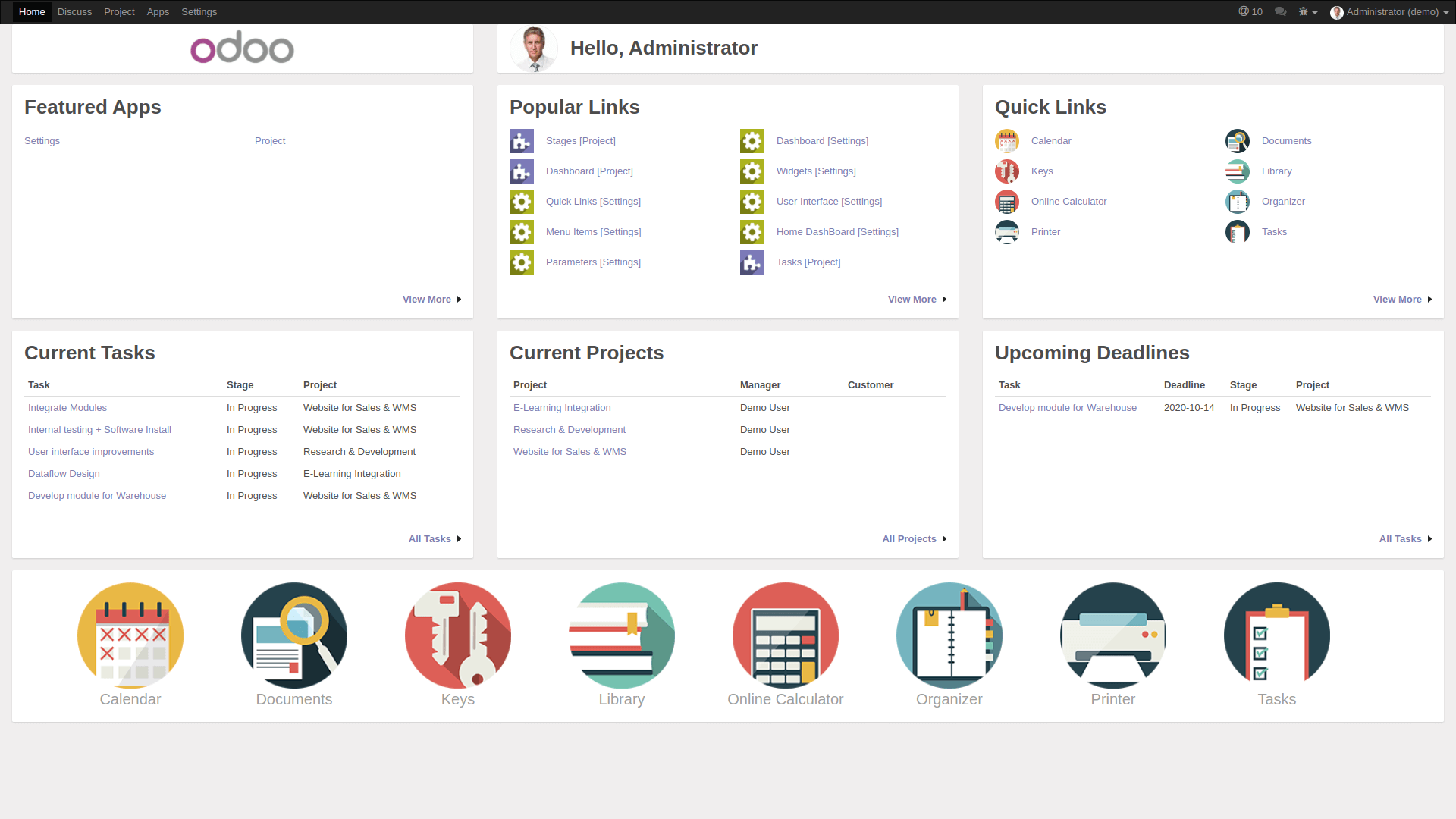 Odoo Home Dashboard [Project]