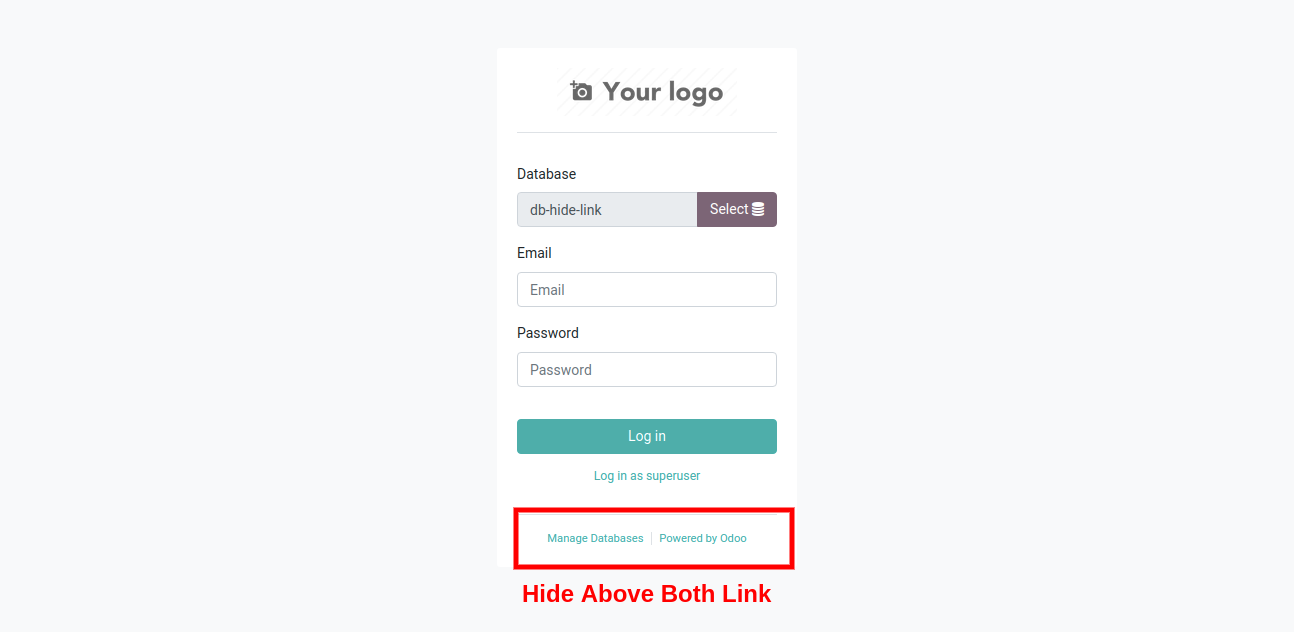 Hide Powered by and Manage DB Link